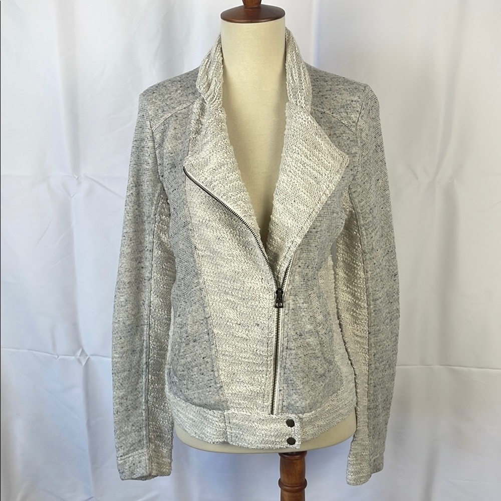 Lucky Brand Gray Textured Knit Blazer Jacket w/Zip and Snap Closure - Size Small
